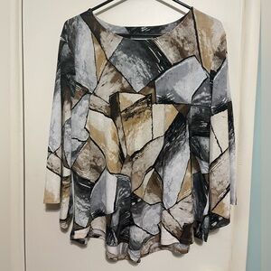Alfred Dunner Marble pattern long sleeve blouse size petite xl